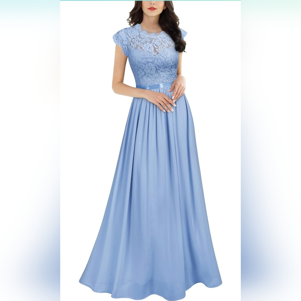 Formal Floral Lace Evening Party Maxi Dress